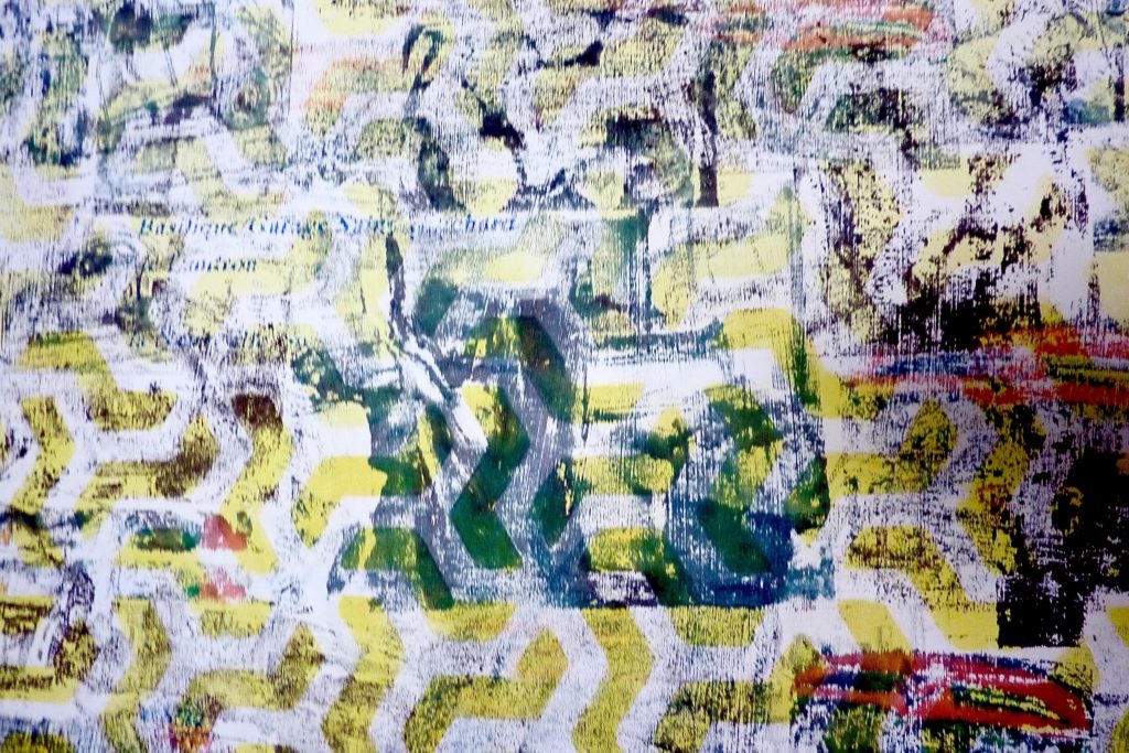 Basilique St Pauchard detail 2 80x125 cm mixed media on mounted paper Bruno Rossi artiste peintre Neuchâtel 2012 2018